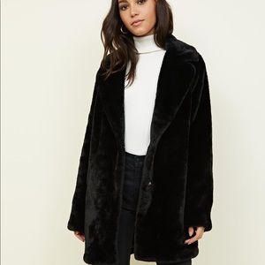 New Look Womens Black Faux Fur Coat Size USA 6